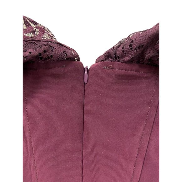 Betsy & Adam Women's Red Wine Women's Lace Seamed Sheath Dress Size 6 Petite - Picture 5 of 7
